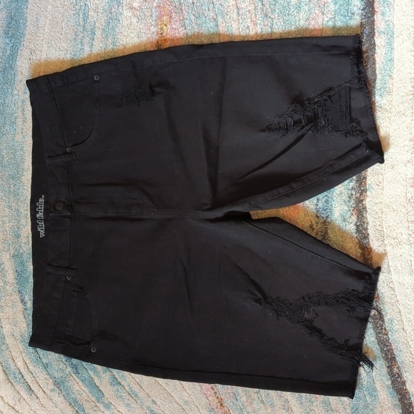 Wild fable high rise bike shorts denim black distressed Size 16 Bermuda - Picture 1 of 10